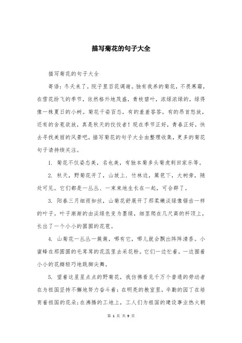 描写菊花的句子大全