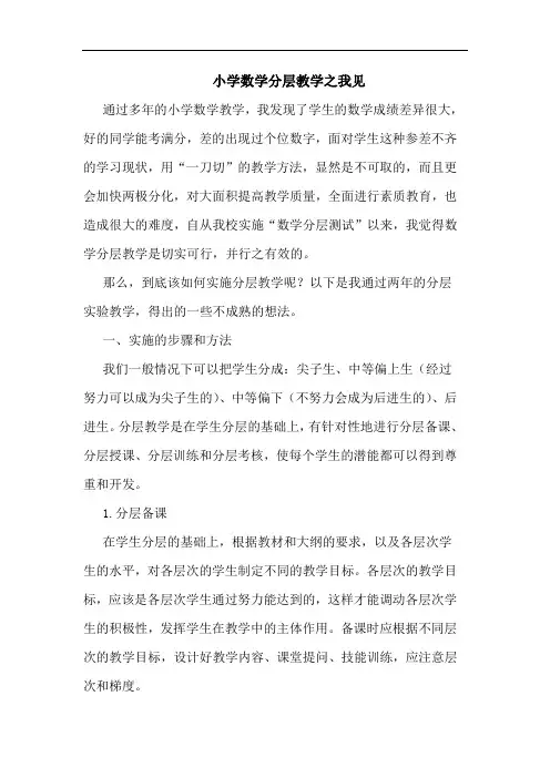 小学数学分层教学之我见