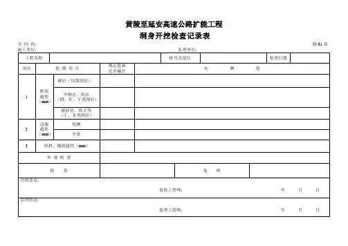 隧道表格