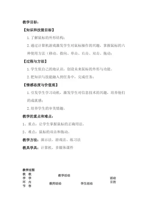 《鼠标的操作》教学设计