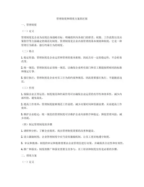 管理制度和绩效方案的区别