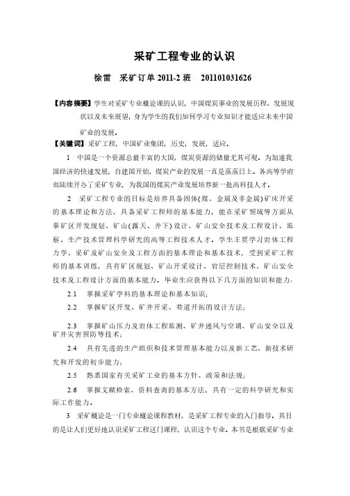 采矿概论——精选推荐