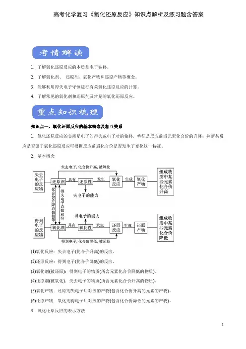高考化学复习《氧化还原反应》知识点解析及练习题含答案