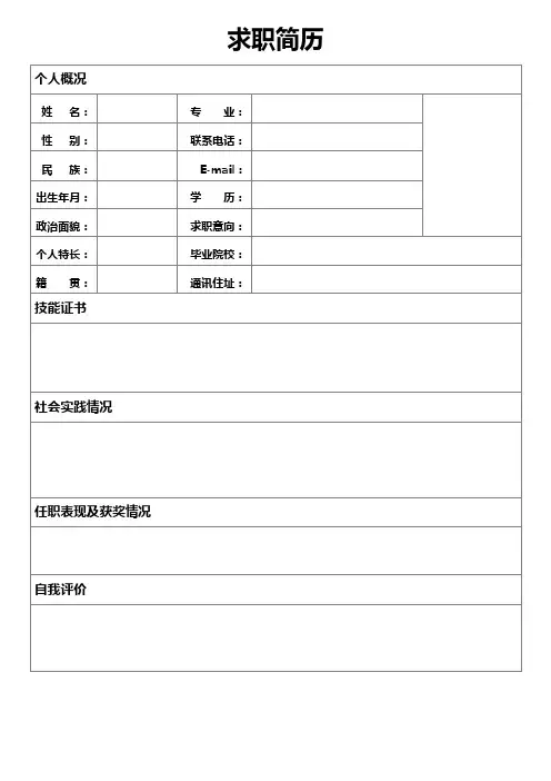 个人简历空白表格(123)