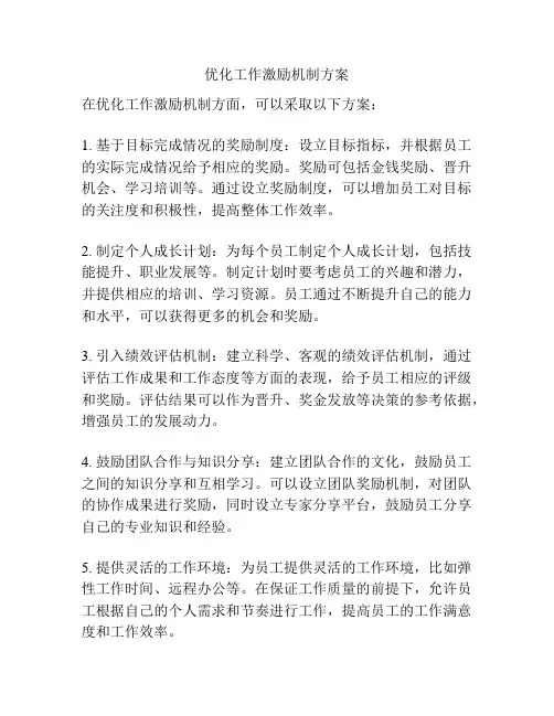 优化工作激励机制方案