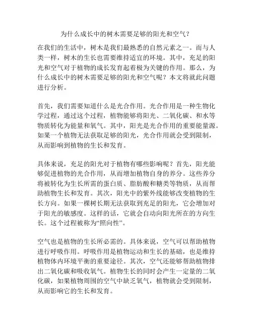 为什么成长中的树木需要足够的阳光和空气？