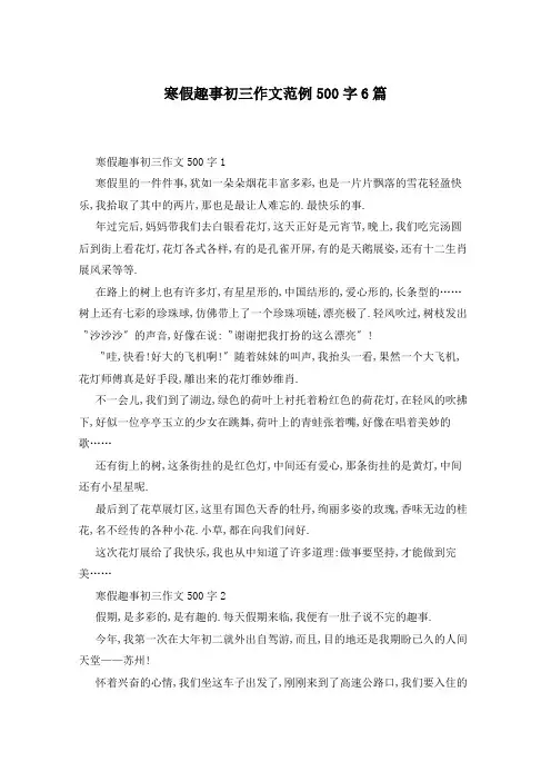 寒假趣事初三作文范例500字6篇