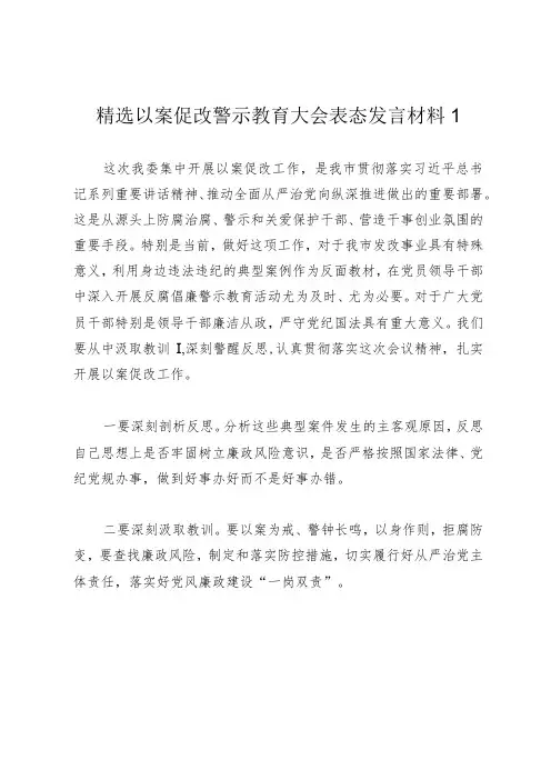 2024年以案促改警示教育大会表态发言材料