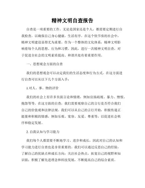 精神文明自查报告