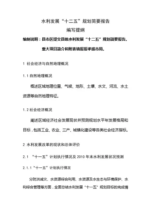 水利发展_十二五_规划简要报告