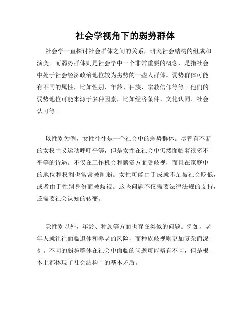 社会学视角下的弱势群体