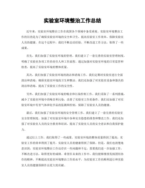 实验室环境整治工作总结