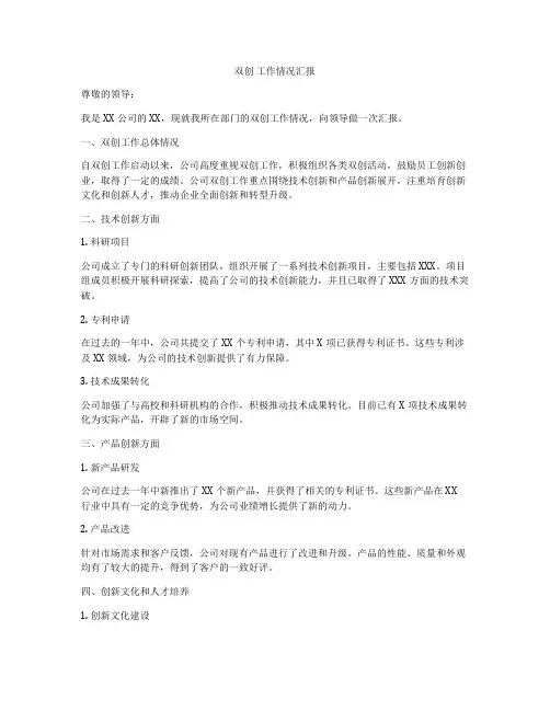 双创 工作情况汇报