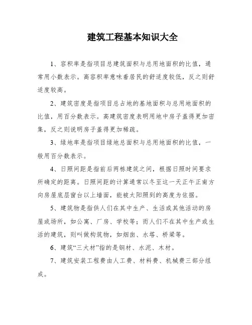 建筑工程基本知识大全