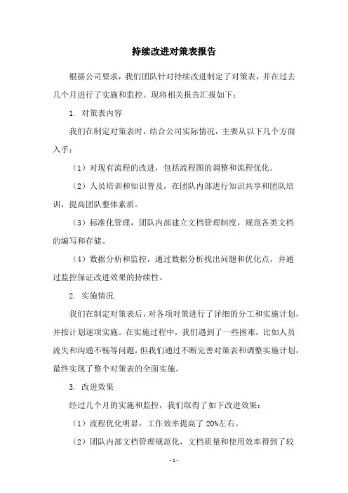 持续改进对策表报告