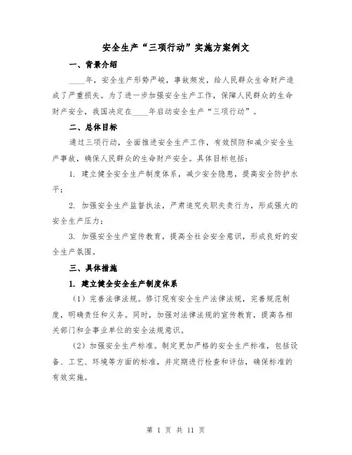 安全生产“三项行动”实施方案例文(四篇)
