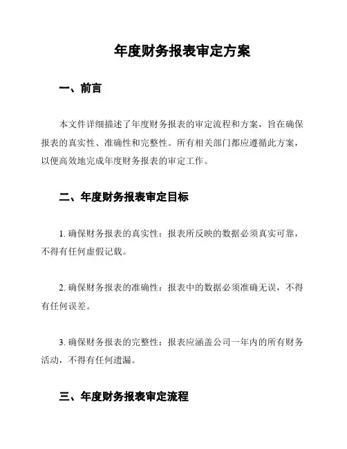 年度财务报表审定方案