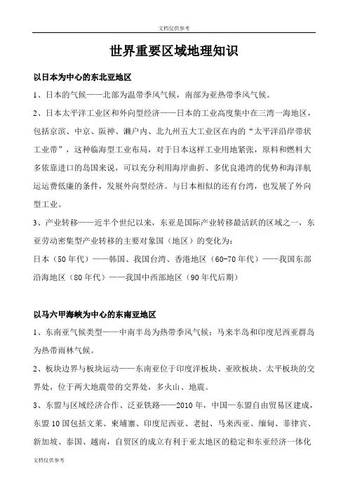 世界重要区域地理知识