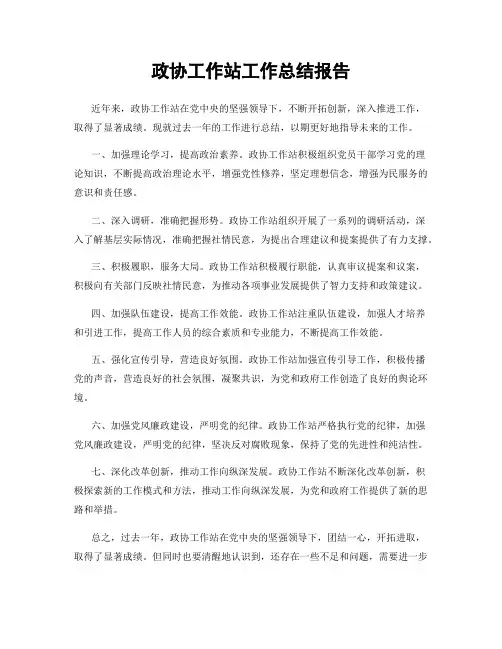 政协工作站工作总结报告