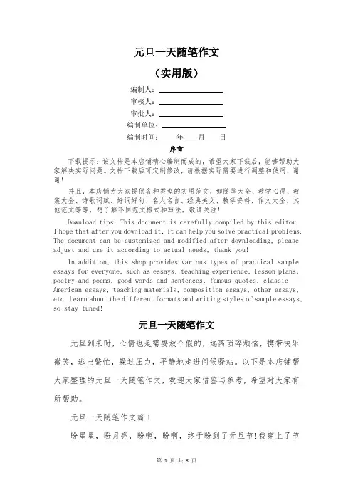 元旦一天随笔作文