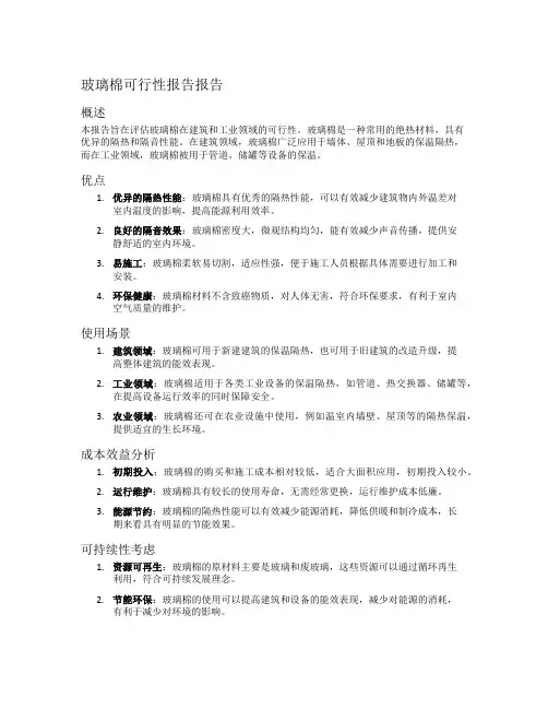 玻璃棉可行性报告报告