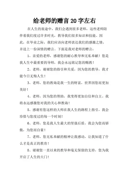 给老师的赠言20字左右