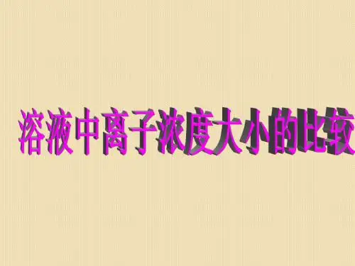 湖南中学2年级第1单元第1课第1节_《溶液中离子浓度大小比较》课件(苏教版选修4)