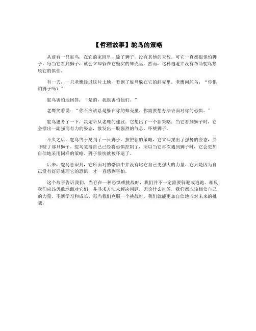 【哲理故事】鸵鸟的策略