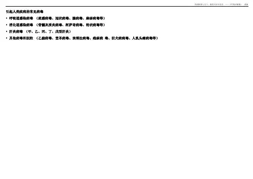 引起人类疾病的常见病毒及相关特性