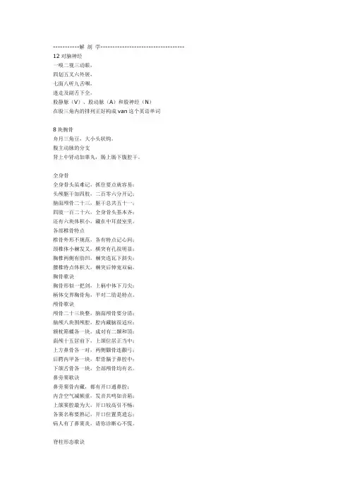 解剖学口诀
