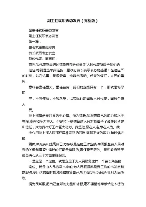 副主任就职表态发言（完整版）