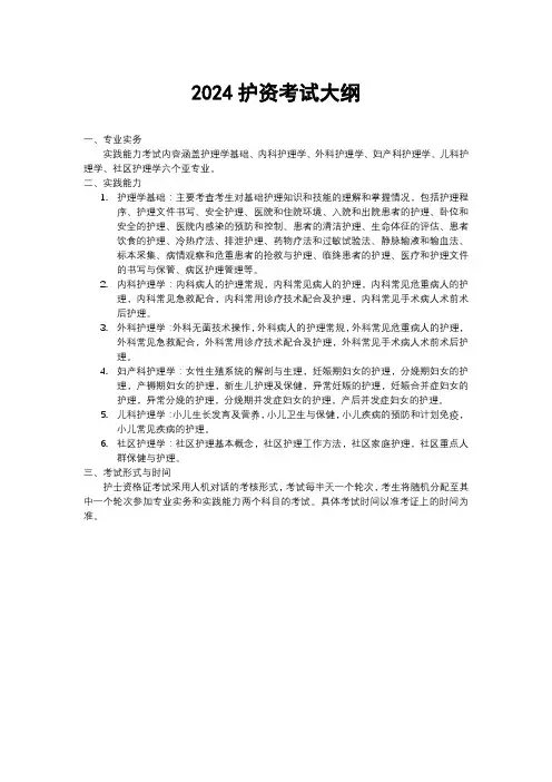 2024护资考试大纲