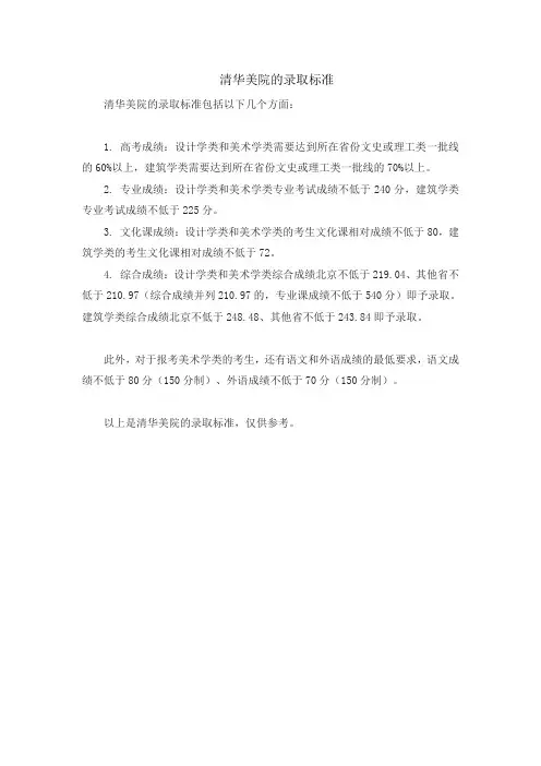 清华美院的录取标准
