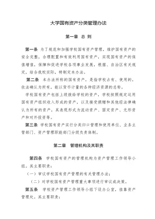 大学国有资产分类管理办法