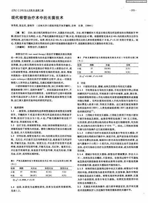 现代根管治疗术中的无菌技术