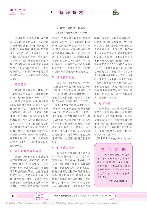 巨峰葡萄优质高效栽培技术