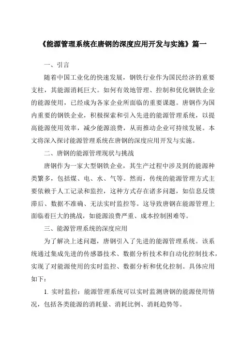 《2024年能源管理系统在唐钢的深度应用开发与实施》范文