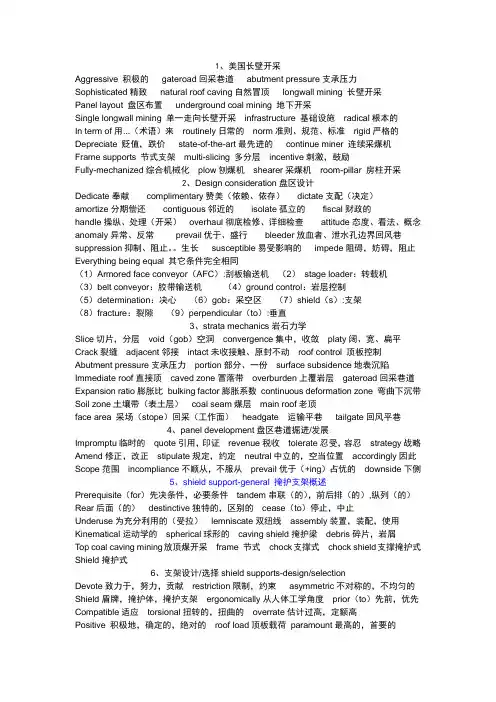采矿专业外语常用词汇