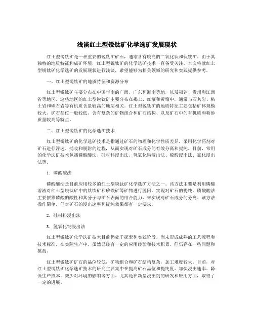 浅谈红土型锐钛矿化学选矿发展现状