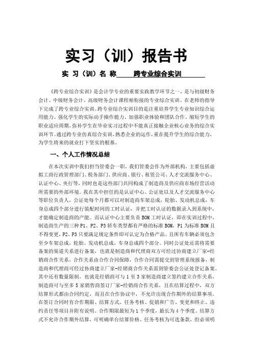 跨专业综合实训报告