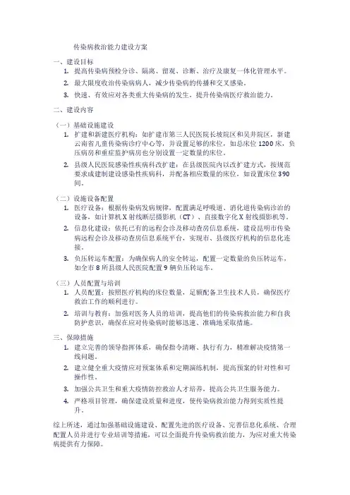传染病救治能力建设方案