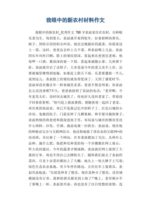 高中生作文：我眼中的新农村材料作文