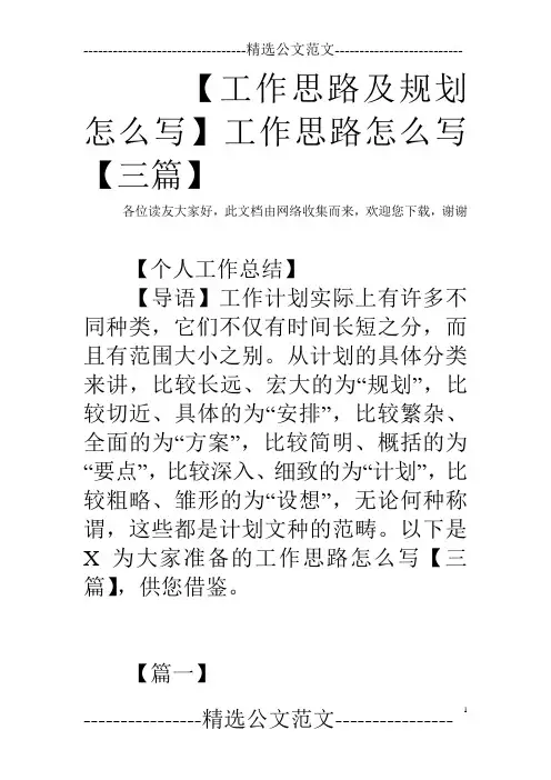 【工作思路及规划怎么写】工作思路怎么写【三篇】