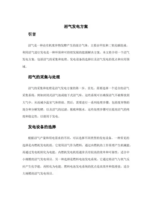 沼气发电方案