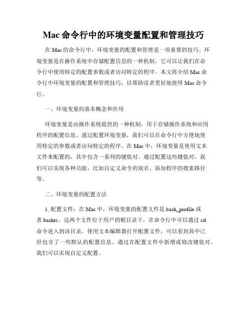Mac命令行中的环境变量配置和管理技巧