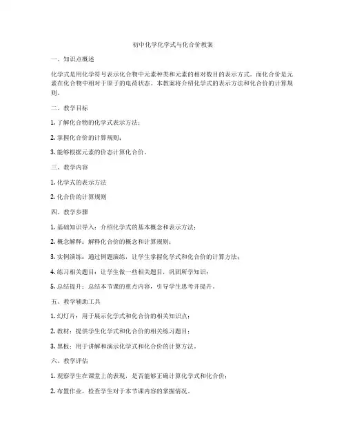 初中化学化学式与化合价教案