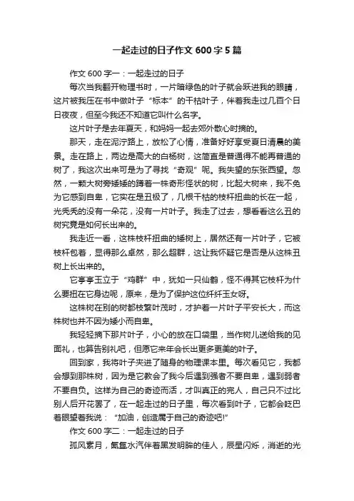 一起走过的日子作文600字5篇