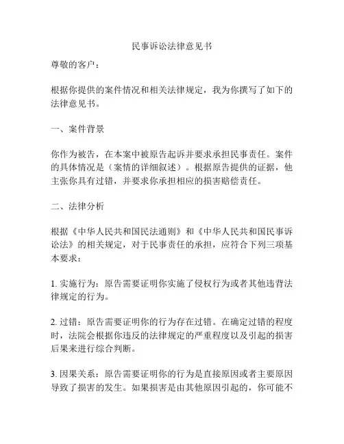 民事诉讼法律意见书