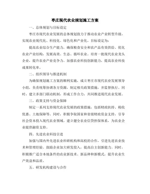 枣庄现代农业规划施工方案