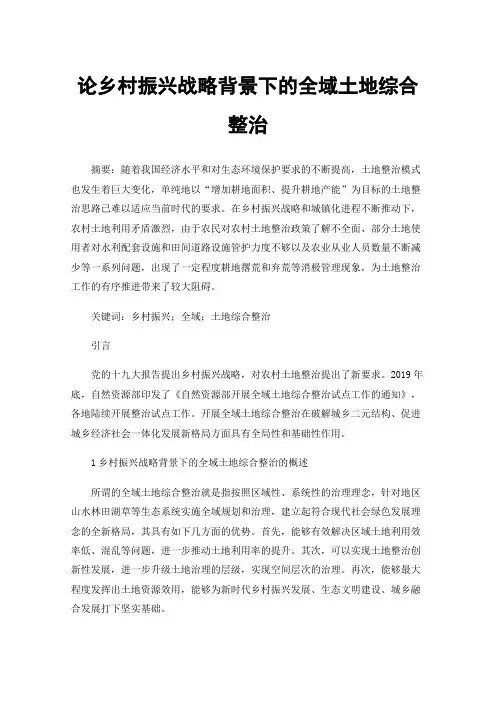 论乡村振兴战略背景下的全域土地综合整治